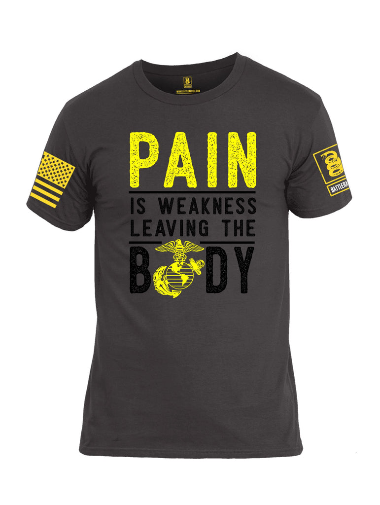 Battleraddle Pain Is Weakness  Yellow Sleeves Men Cotton Crew Neck T-Shirt