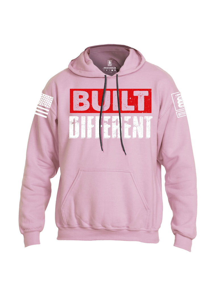 Battleraddle Built Different White Sleeves Uni Cotton Blended Hoodie With Pockets