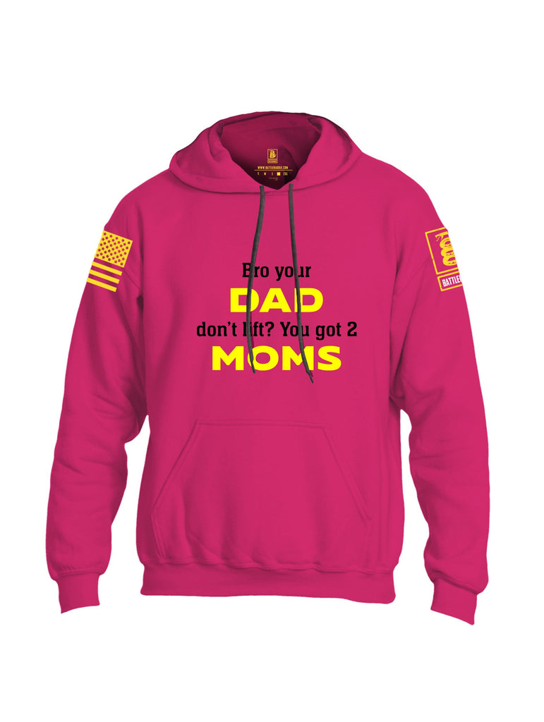 Battleraddle Bro Your Dad Don'T Lift Yellow Sleeves Uni Cotton Blended Hoodie With Pockets