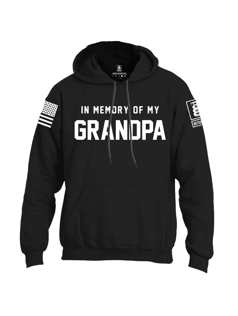 Battleraddle In Memory Of My Grandpa White Sleeves Uni Cotton Blended Hoodie With Pockets