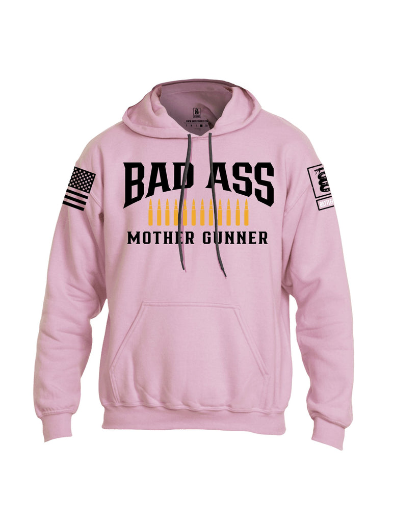 Battleraddle Bad Ass Mother Gunner Black Sleeves Uni Cotton Blended Hoodie With Pockets