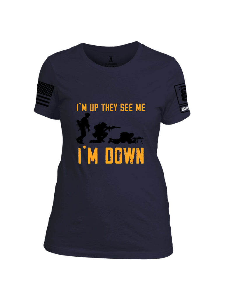 Battleraddle Im Up They See Me   Black Sleeves Women Cotton Crew Neck T-Shirt