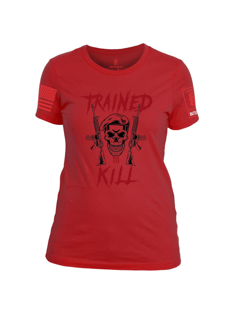 Battleraddle Trained To Kill  Red Sleeves Women Cotton Crew Neck T-Shirt