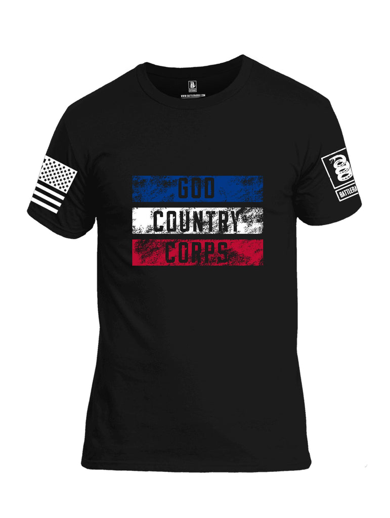 Battleraddle God Country Corps  White Sleeves Men Cotton Crew Neck T-Shirt