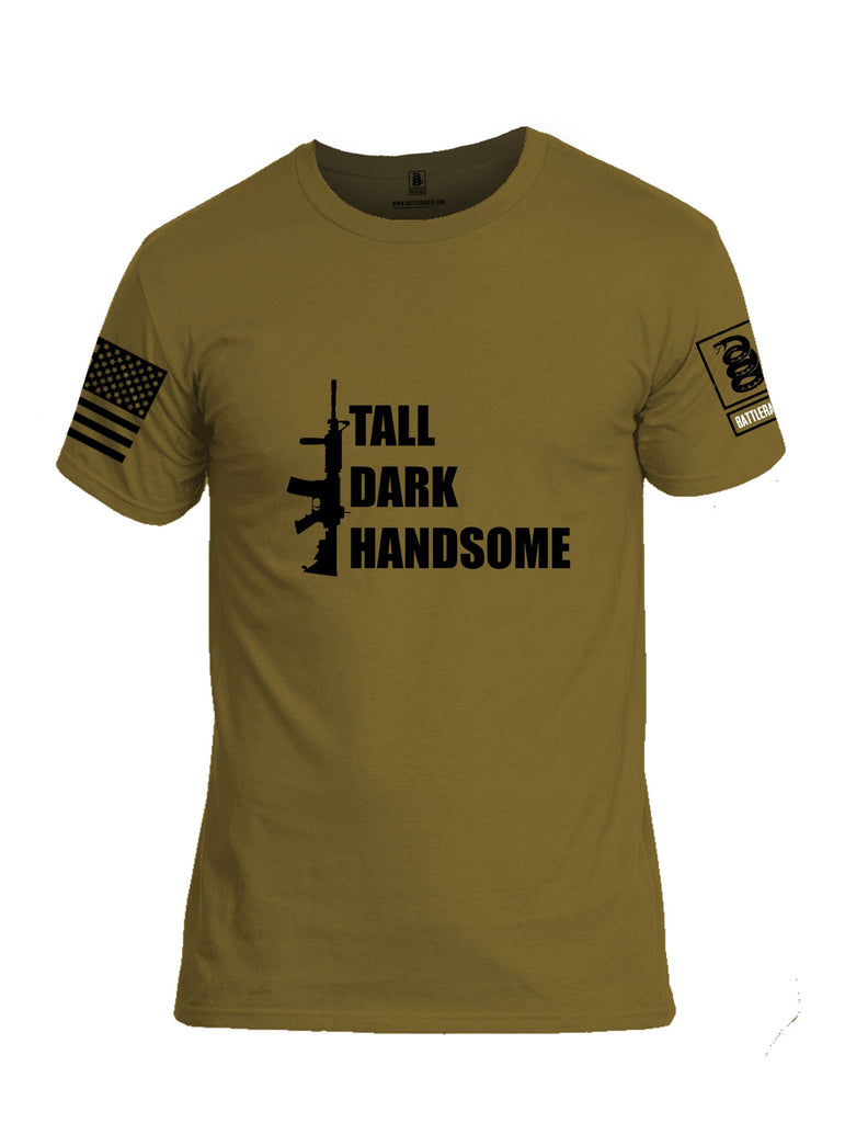 Battleraddle Tall Dark Handsome Black Sleeves Men Cotton Crew Neck T-Shirt