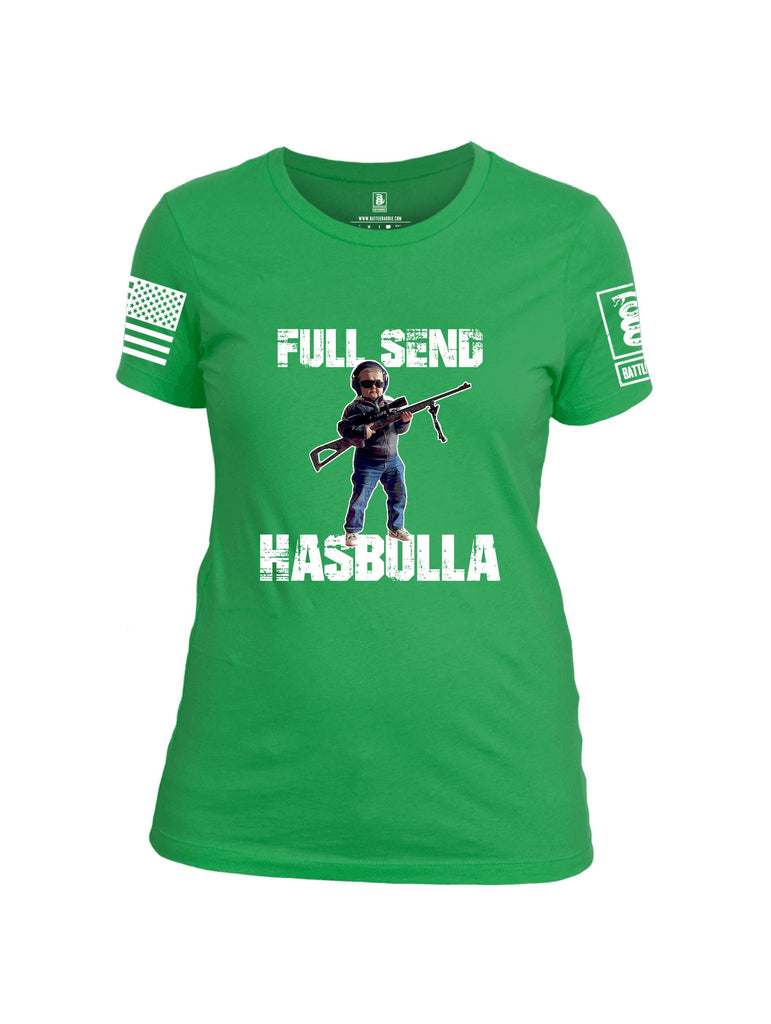 Battleraddle Full Send Hasbulla White Sleeves Women Cotton Crew Neck T-Shirt