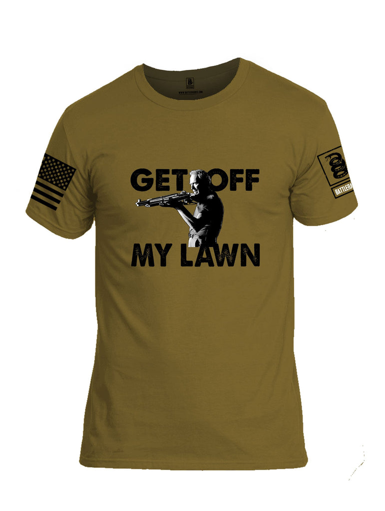 Battleraddle Get Off My Lawn Black Sleeves Men Cotton Crew Neck T-Shirt