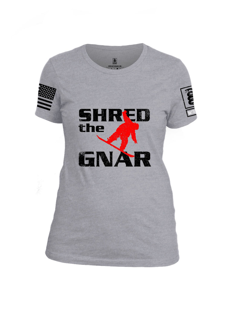 Battleraddle Shred The Gnar Black Sleeves Women Cotton Crew Neck T-Shirt