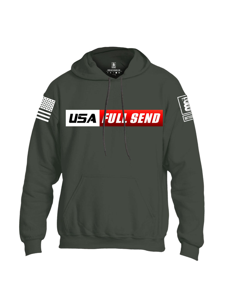 Battleraddle Usa Full Send White Sleeves Uni Cotton Blended Hoodie With Pockets