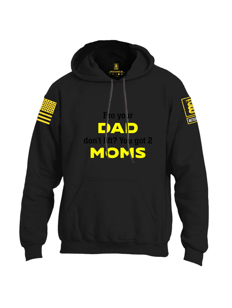 Battleraddle Bro Your Dad Don'T Lift Yellow Sleeves Uni Cotton Blended Hoodie With Pockets