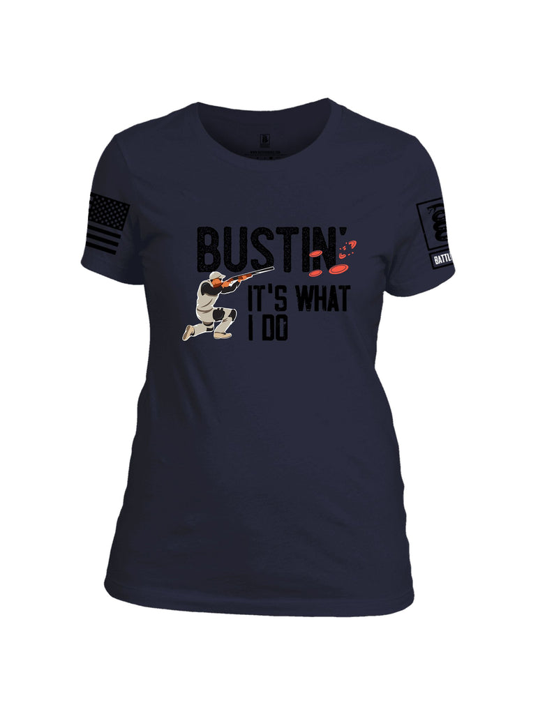 Battleraddle Bustin Clays Black Sleeves Women Cotton Crew Neck T-Shirt