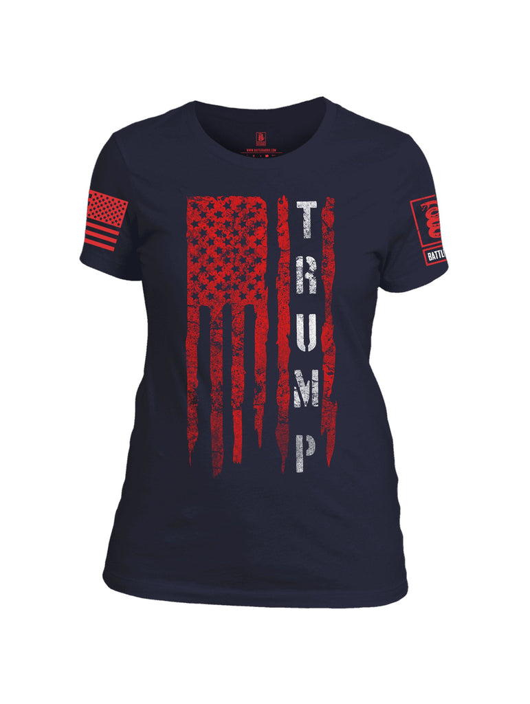 Battleraddle Trump Flag Red Sleeves Women Cotton Crew Neck T-Shirt