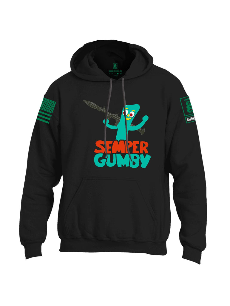 Battleraddle Semper Gumby Pearl Green Sleeves Uni Cotton Blended Hoodie With Pockets