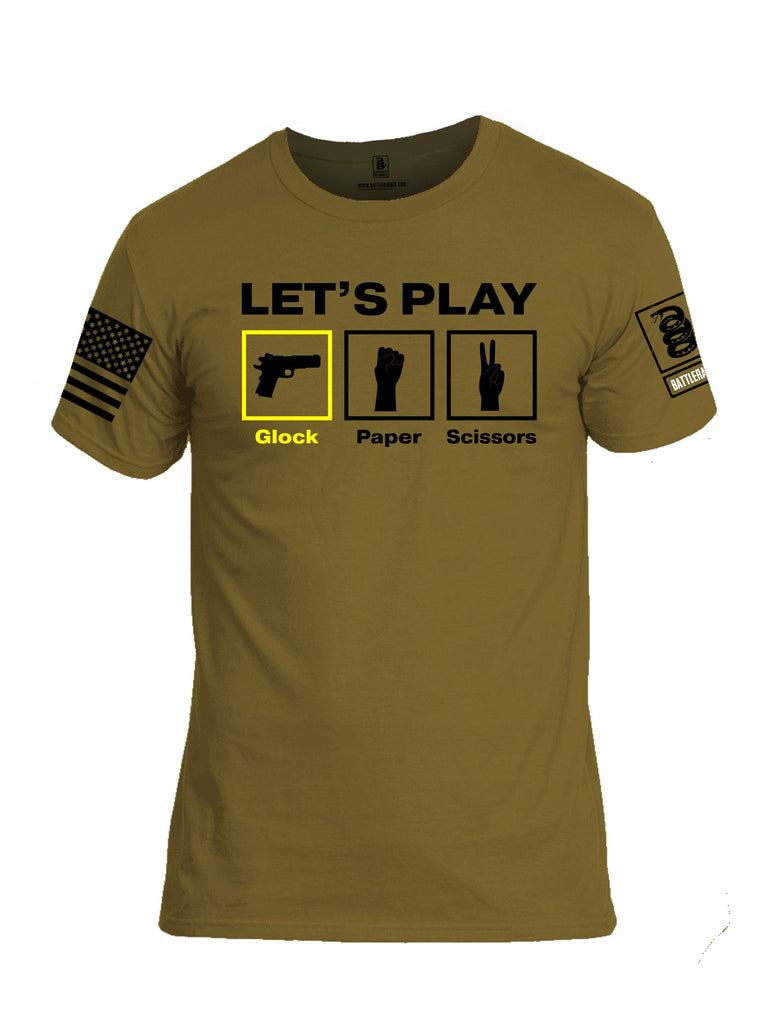 Battleraddle Let'S Play Glock Paper Scissors Black Sleeves Men Cotton Crew Neck T-Shirt