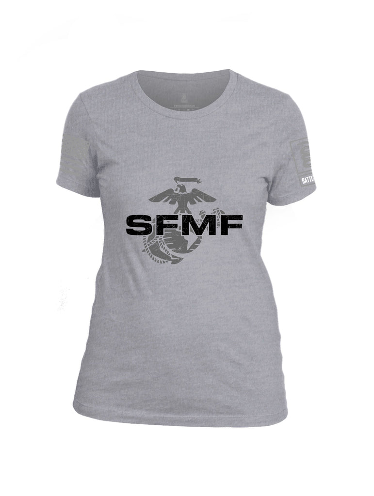 Battleraddle Sfmf Marine Grey Sleeves Women Cotton Crew Neck T-Shirt