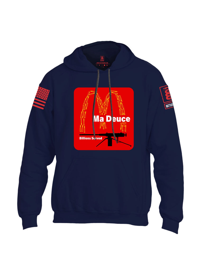 Battleraddle Ma Deuce Billions Served Red Sleeves Uni Cotton Blended Hoodie With Pockets