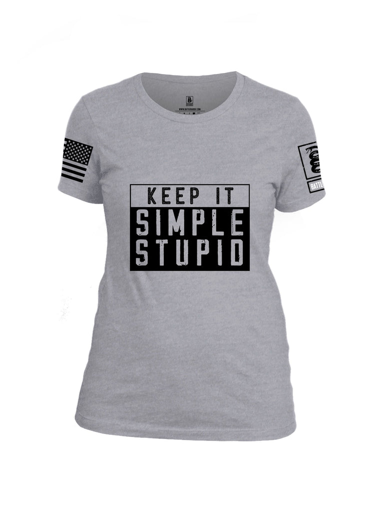Battleraddle Keep It Simple Stupid   Black Sleeves Women Cotton Crew Neck T-Shirt