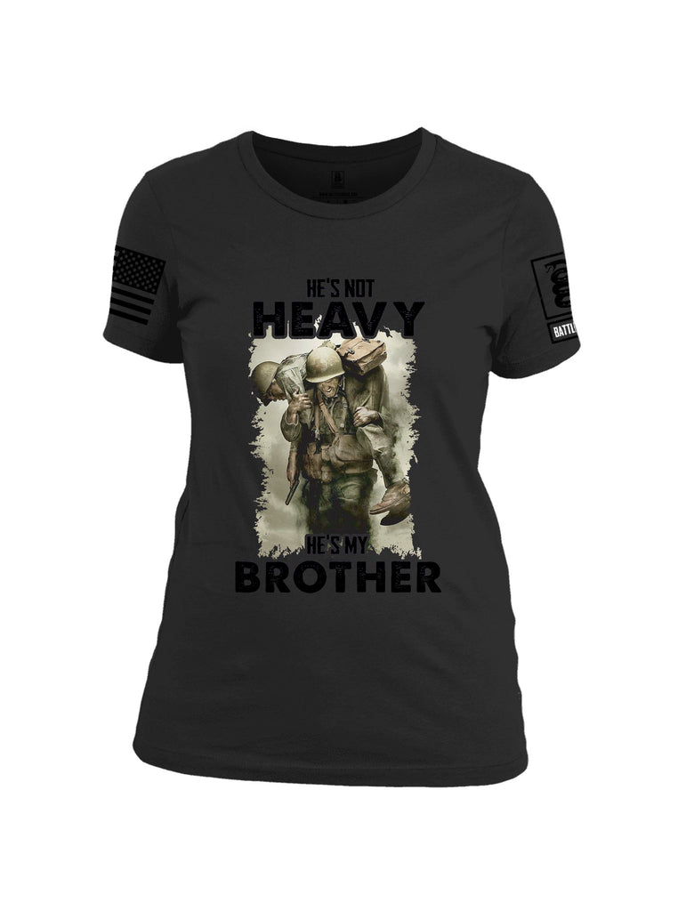 Battleraddle He'S Not Heavy He'S My Brother Black Sleeves Women Cotton Crew Neck T-Shirt