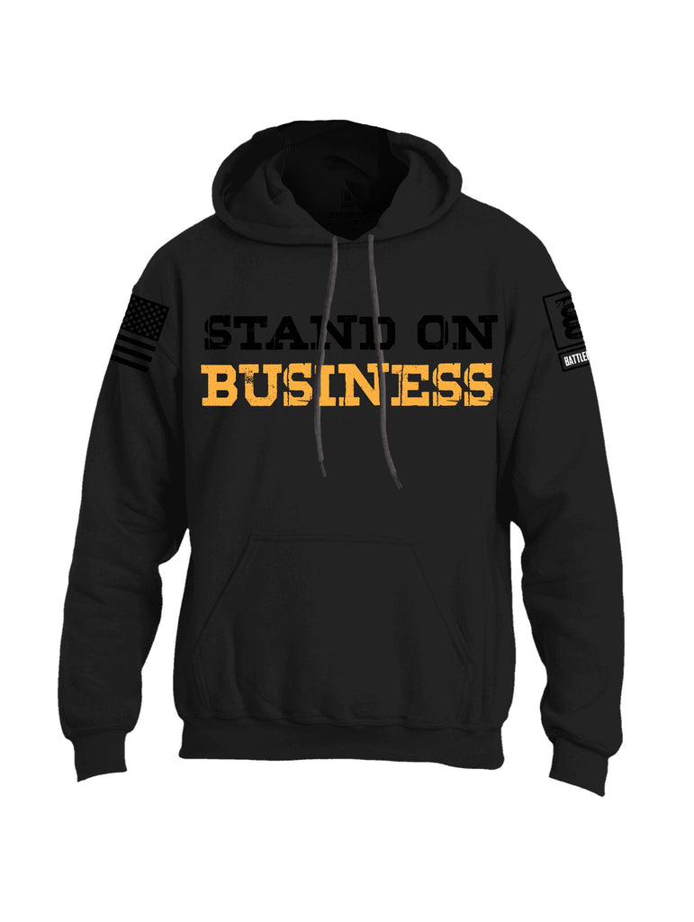 Battleraddle Stand On Business  Black Sleeves Uni Cotton Blended Hoodie With Pockets