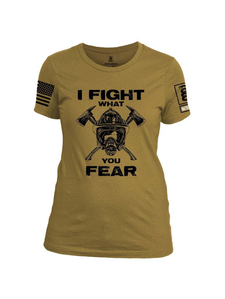 Battleraddle I Fight What You Fear  Black Sleeves Women Cotton Crew Neck T-Shirt