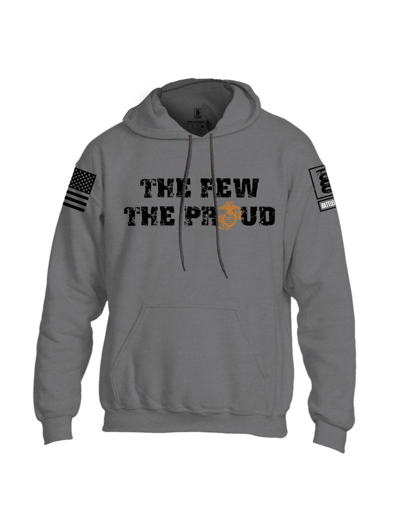 Battleraddle The Few The Proud  Black Sleeves Uni Cotton Blended Hoodie With Pockets