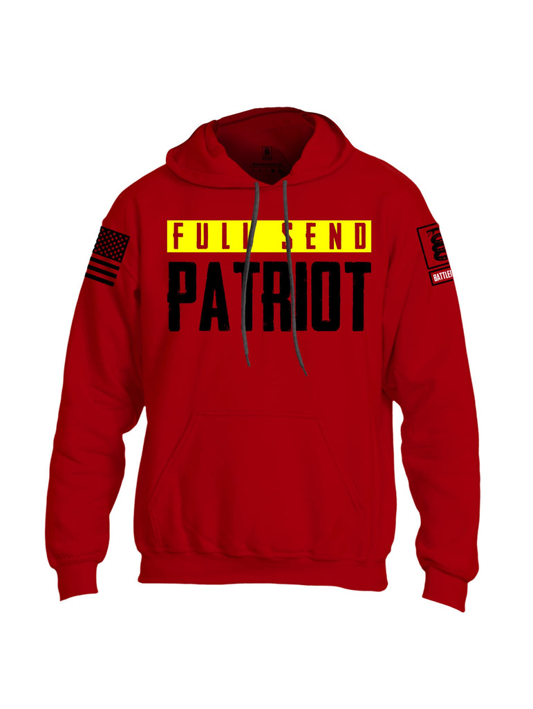 Battleraddle Full Send Patriot Black Sleeves Uni Cotton Blended Hoodie With Pockets