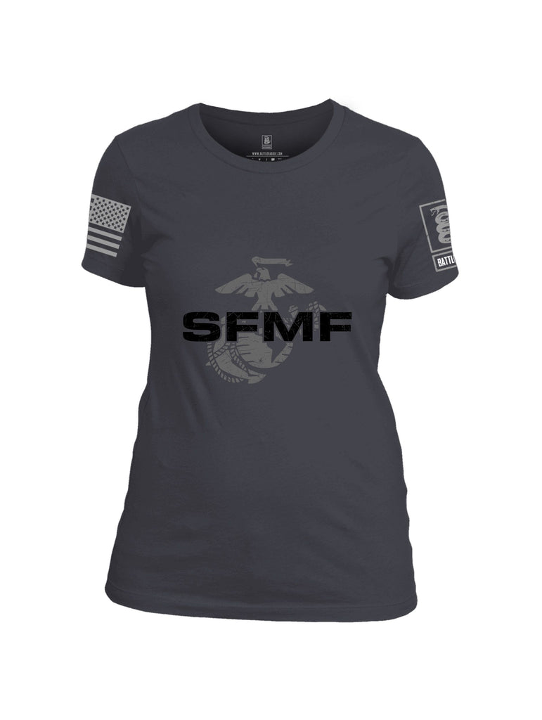Battleraddle Sfmf Marine Grey Sleeves Women Cotton Crew Neck T-Shirt