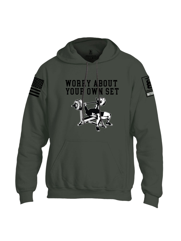 Battleraddle Worry About Your Own Set  Black Sleeves Uni Cotton Blended Hoodie With Pockets