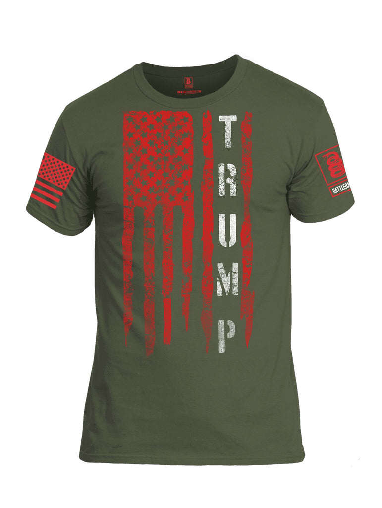 Battleraddle Trump Flag Red Sleeves Men Cotton Crew Neck T-Shirt