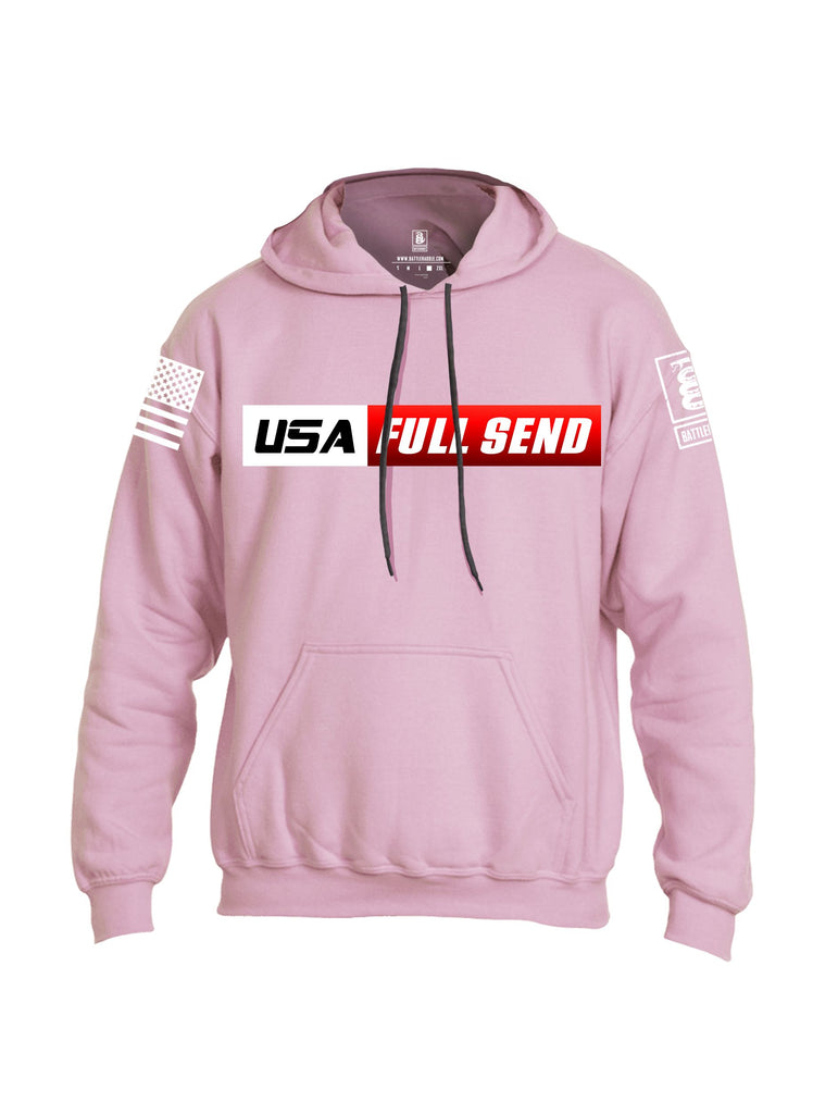 Battleraddle Usa Full Send White Sleeves Uni Cotton Blended Hoodie With Pockets