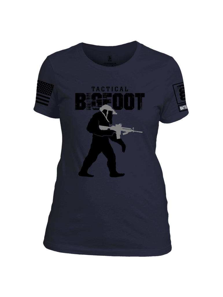 Battleraddle Tactical Bigfoot Black Sleeves Women Cotton Crew Neck T-Shirt