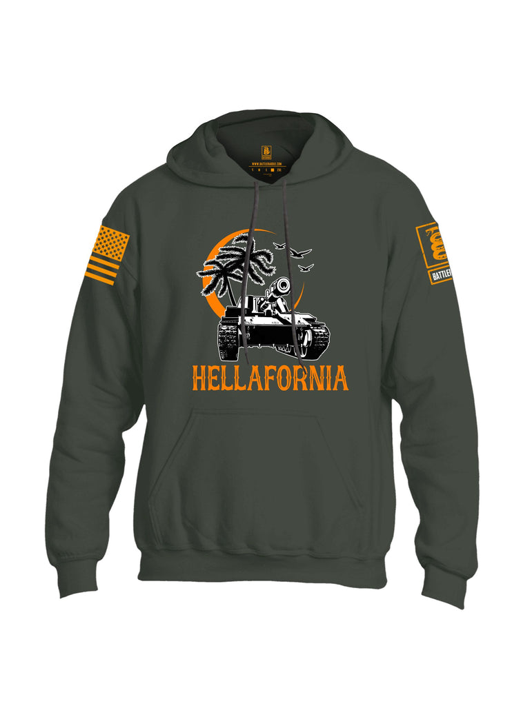 Battleraddle Hellafornia Orange Sleeves Uni Cotton Blended Hoodie With Pockets