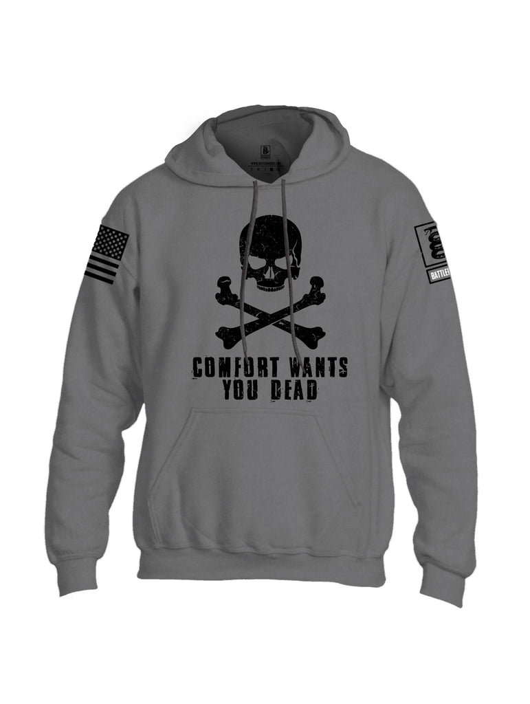 Battleraddle Comfort Wants You Dead Black Sleeves Uni Cotton Blended Hoodie With Pockets