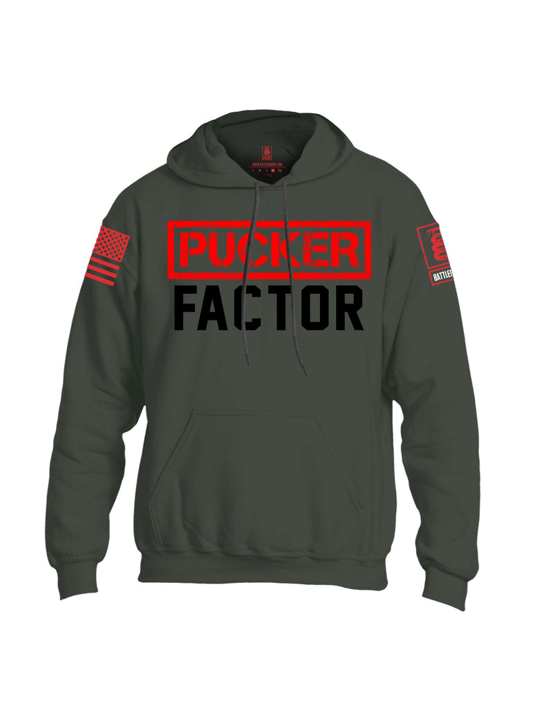 Battleraddle Pucker Factor  Red Sleeves Uni Cotton Blended Hoodie With Pockets