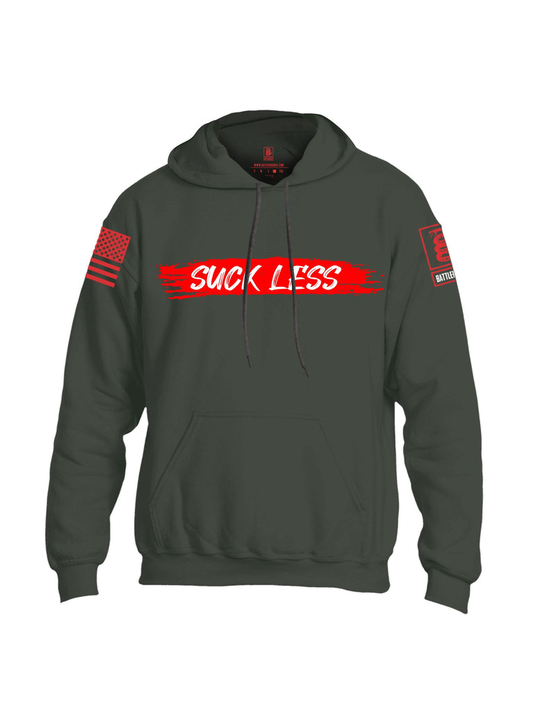 Battleraddle Suck Less Red Sleeves Uni Cotton Blended Hoodie With Pockets