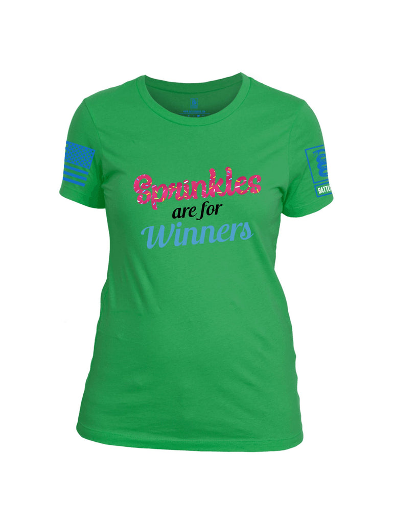 Battleraddle Sprinkles Are For Winners  Mid Blue Sleeves Women Cotton Crew Neck T-Shirt