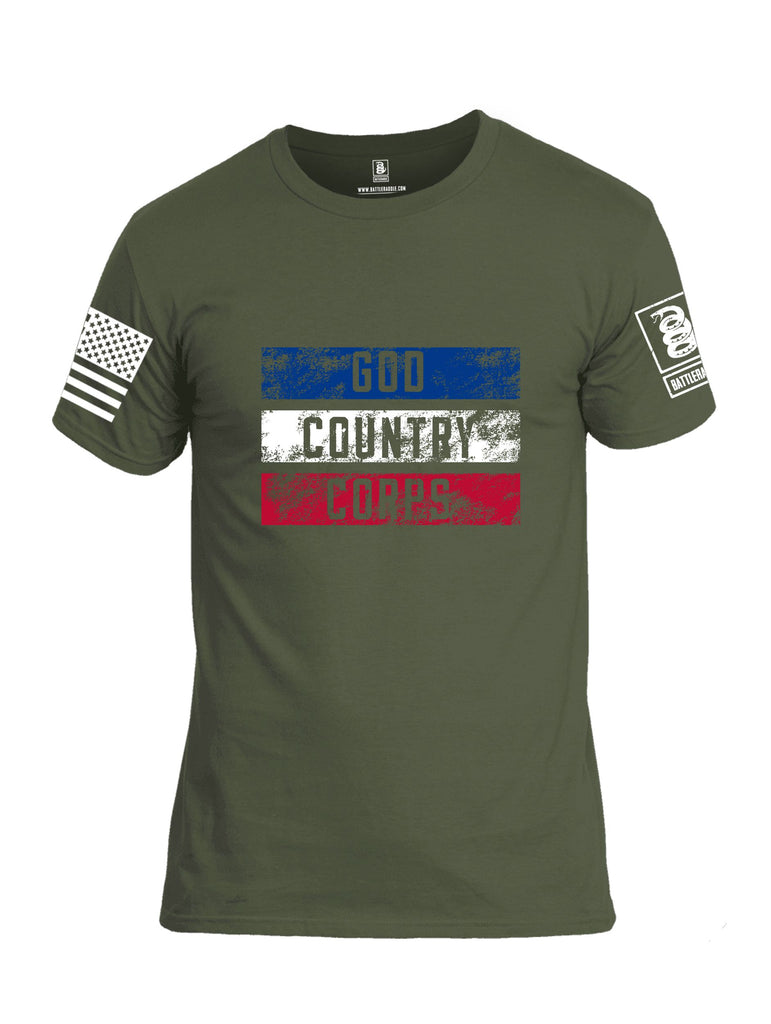 Battleraddle God Country Corps  White Sleeves Men Cotton Crew Neck T-Shirt