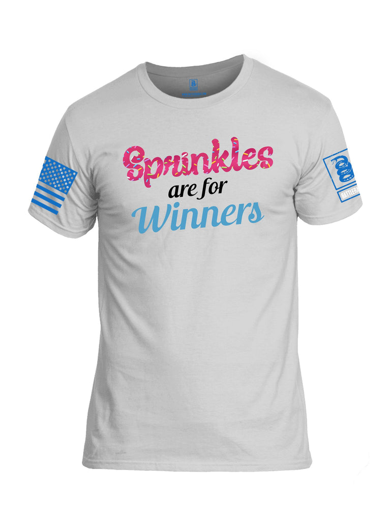 Battleraddle Sprinkles Are For Winners  Mid Blue Sleeves Men Cotton Crew Neck T-Shirt