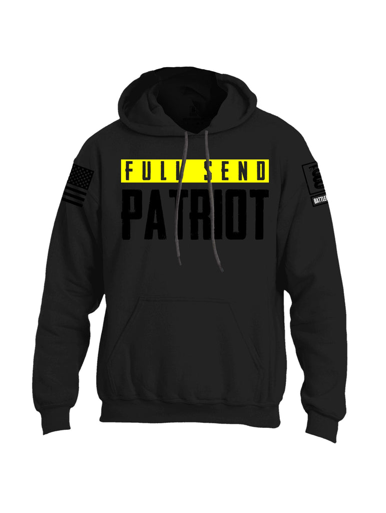 Battleraddle Full Send Patriot Black Sleeves Uni Cotton Blended Hoodie With Pockets