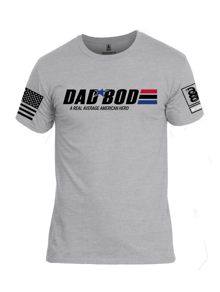 Battleraddle Dad Bod A Real Average American Hero  Black Sleeves Men Cotton Crew Neck T-Shirt