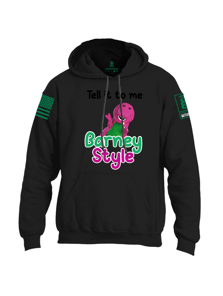Battleraddle Tell It To Me Barney Style  Pearl Green Sleeves Uni Cotton Blended Hoodie With Pockets