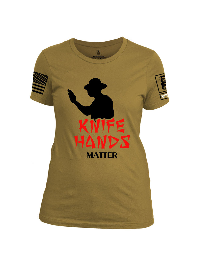 Battleraddle Knife Hands Matter  Black Sleeves Women Cotton Crew Neck T-Shirt