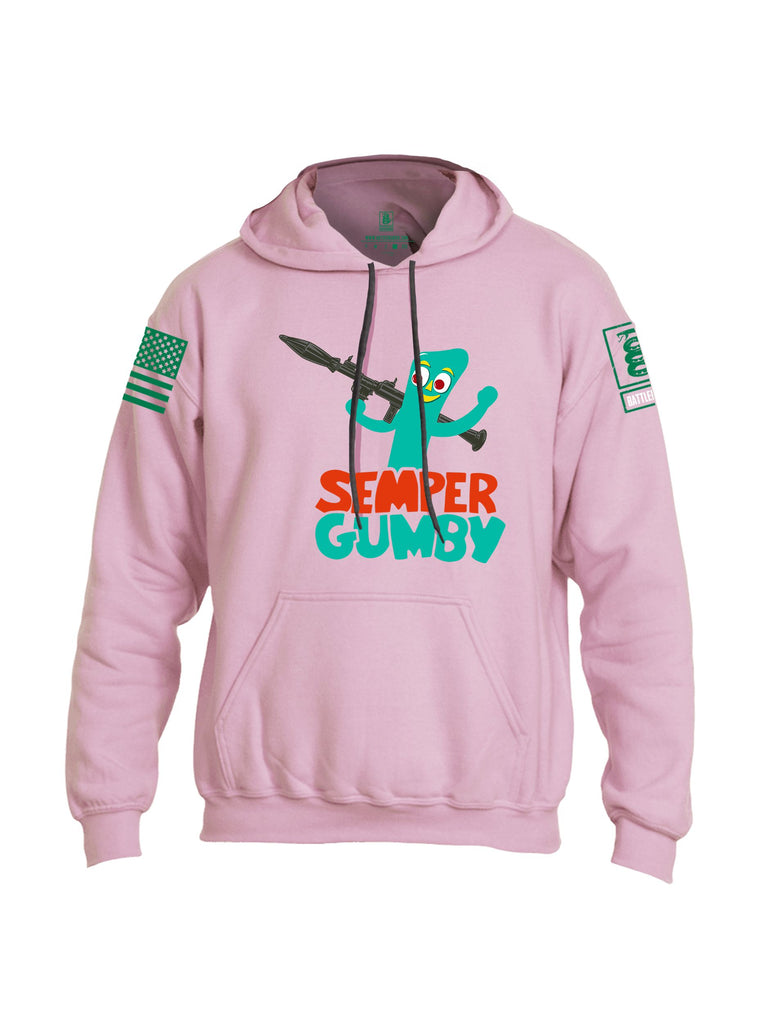 Battleraddle Semper Gumby Pearl Green Sleeves Uni Cotton Blended Hoodie With Pockets