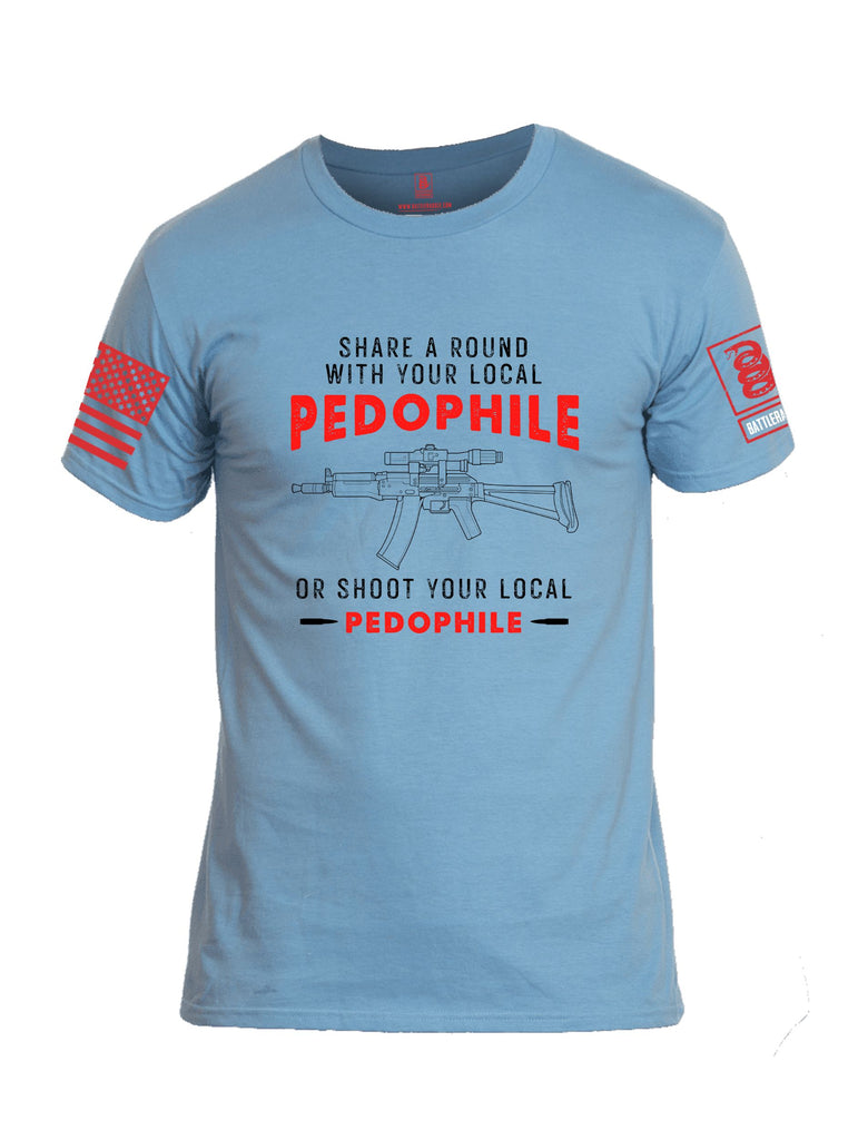 Battleraddle Share A Round With Your Local Pedophile  Red Sleeves Men Cotton Crew Neck T-Shirt