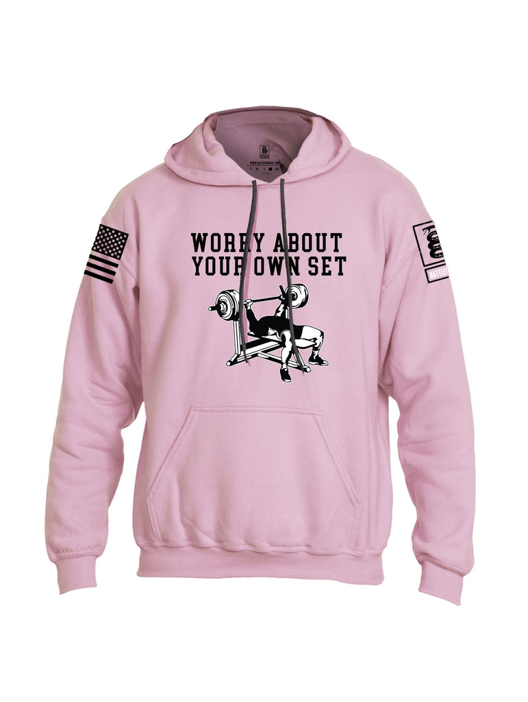 Battleraddle Worry About Your Own Set  Black Sleeves Uni Cotton Blended Hoodie With Pockets
