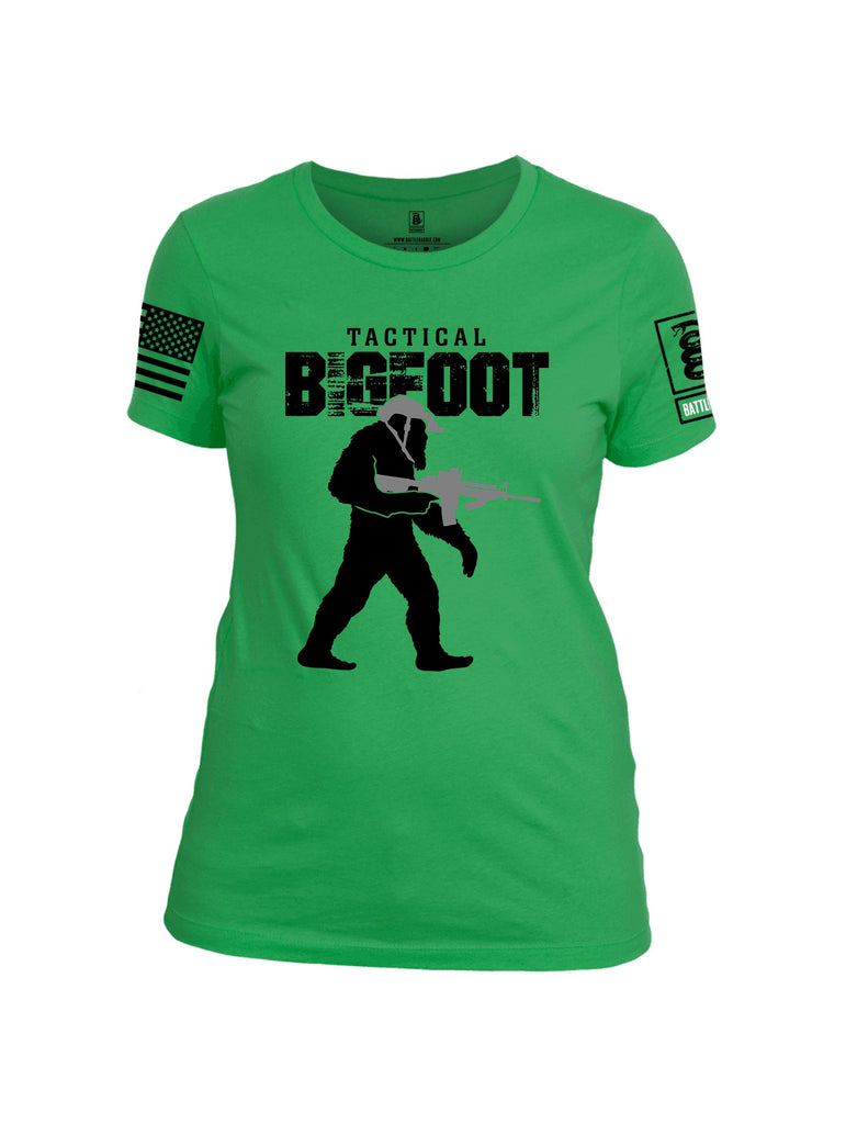 Battleraddle Tactical Bigfoot Black Sleeves Women Cotton Crew Neck T-Shirt