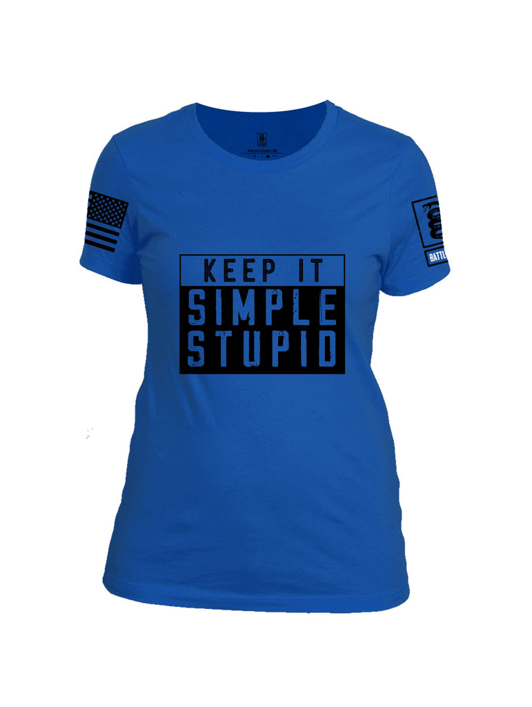 Battleraddle Keep It Simple Stupid   Black Sleeves Women Cotton Crew Neck T-Shirt