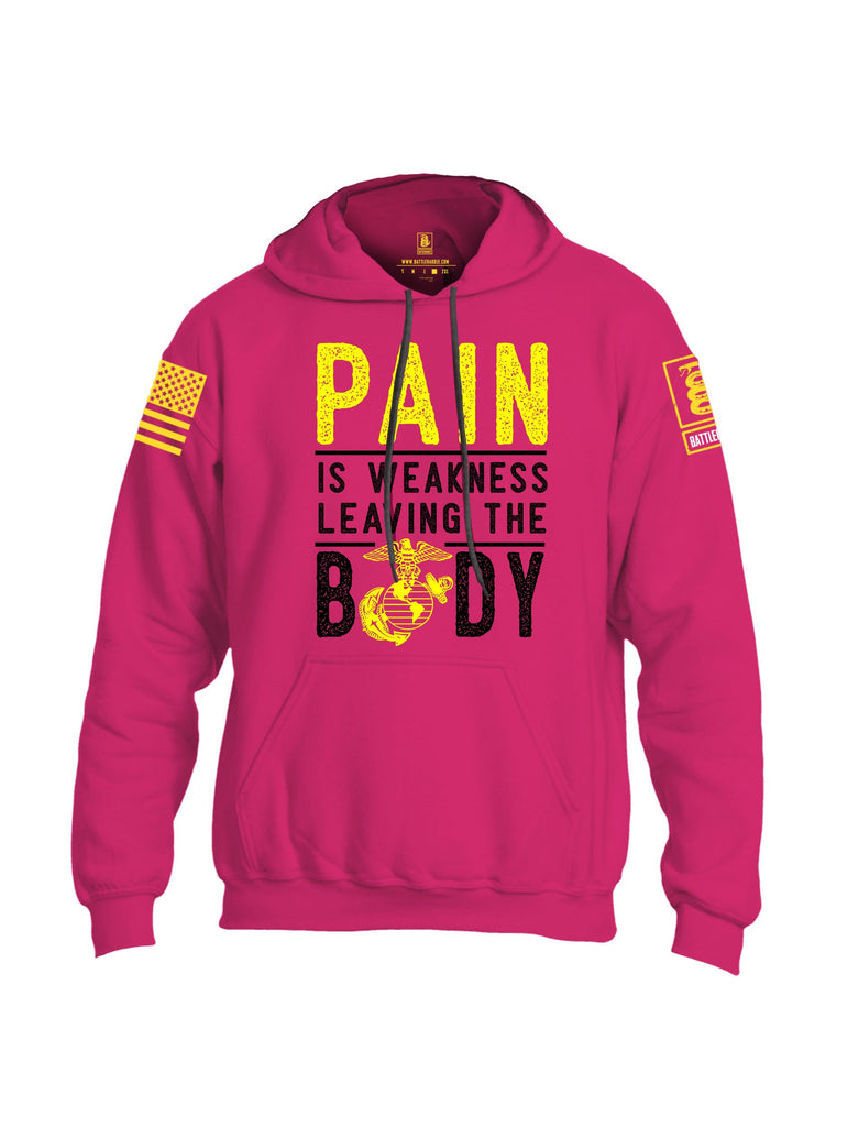 Battleraddle Pain Is Weakness  Yellow Sleeves Uni Cotton Blended Hoodie With Pockets