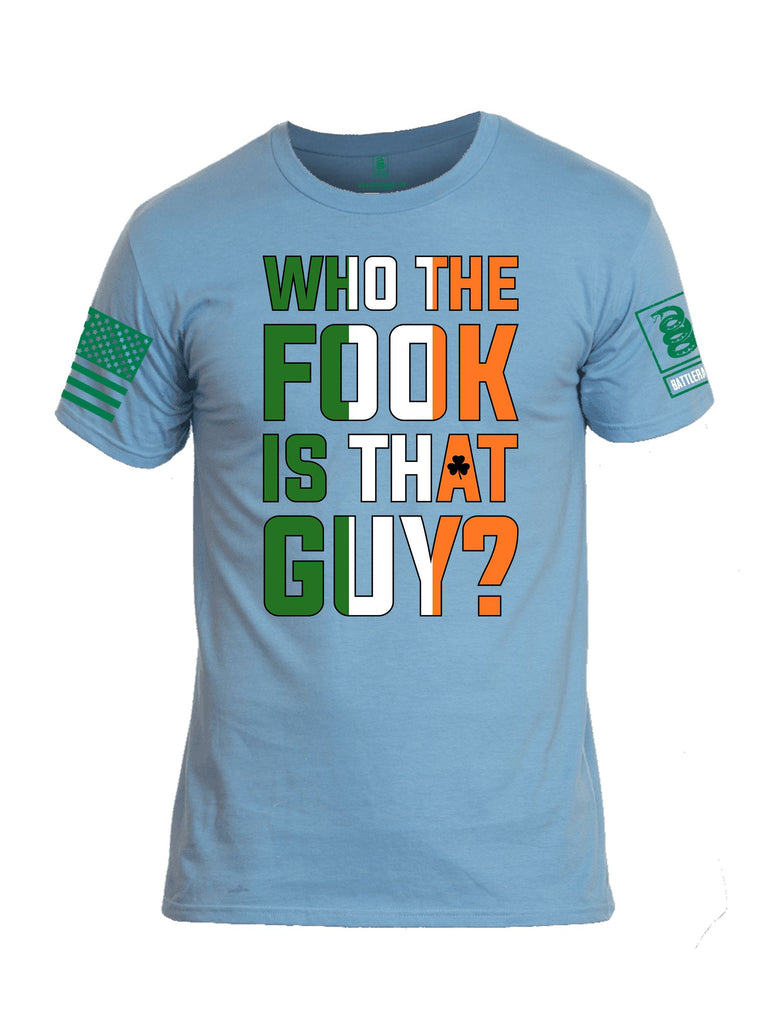 Battleraddle Who The Fuck Is That Guy Pearl Green Sleeves Men Cotton Crew Neck T-Shirt