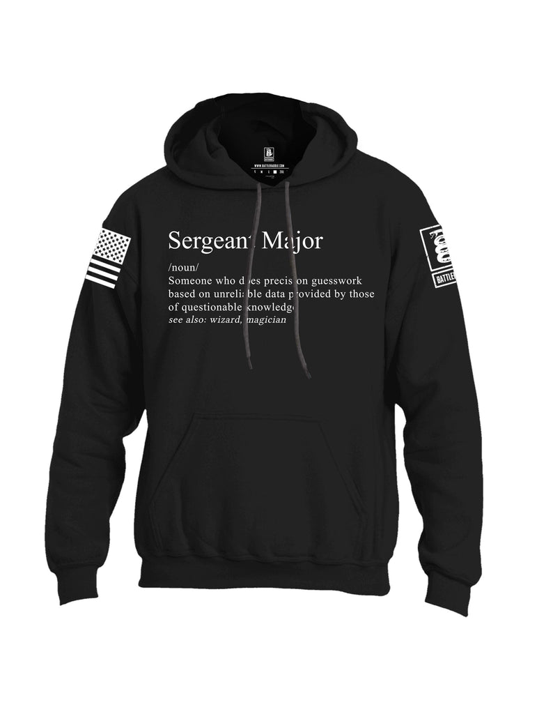 Battleraddle Sergeant Major Definition White Sleeves Uni Cotton Blended Hoodie With Pockets